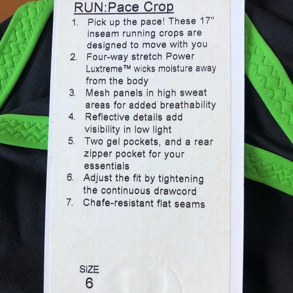 NWT Lululemon Run: Pace Crop 17” Black/Ocean Stripe Frond/Frond Vintage & Rare - Picture 8 of 16